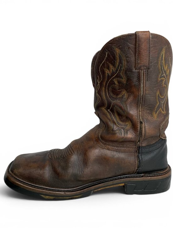 Justin Hybred Square Toe Brown Leather Western Cowboy Work  Boots Men\'s 11 D main image 13